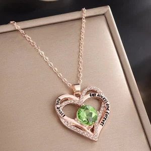 Aesthetic Heart Pendant Necklace with Birthstones for Meaningful Gifting - Picture 1 of 37