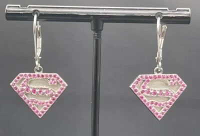 BRINCOS SUPERGIRL SÓLIDOS 0,950 PLATINA E SAFIRA ROSA 11,80 GRAMAS FEITOS SOB MEDIDA - Imagem 1 de 3