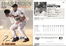 Travis Hinton Signed 2005 Choice Winston-Salem Warthogs #20 Card Auto AU