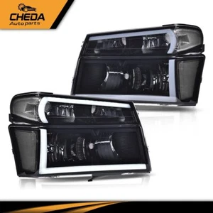 LED DRL Fit For 2004-2012 GMC Canyon/Chevy Colorado Smoked Lens Black Headlights - Bild 1 von 12