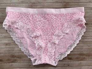 Nwt Victorias Secret Seamless Rib Lace Edge Bikini Panty Pink Animal Print L - Picture 1 of 4