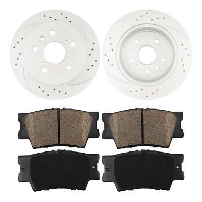 Rotores traseros perforados + pastillas de freno para Toyota Avalon Camry Lexus ES350 2013-2017 Foto 1 de 4