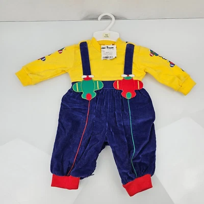 Mono de colección años 90 bebé niño colorido pana tirantes conjunto avión 3-6 Foto 1 de 4