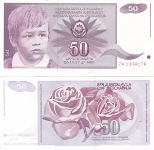 Jugoslawien 50 Dinara 1990 Präfix ZA P 104 Ersatz UNC - Bild 1 von 1