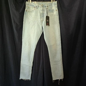Levi's 501 S Wmn's 32×32 High Rise Skinny Crop Button Fly Light Wash Distressed - Picture 1 of 12