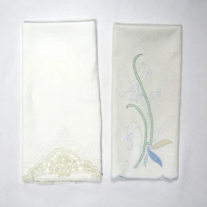 Antique Edwardian Early 1900s Napkins Handmade Lace Linens Embroidered Applique - Picture 1 of 9