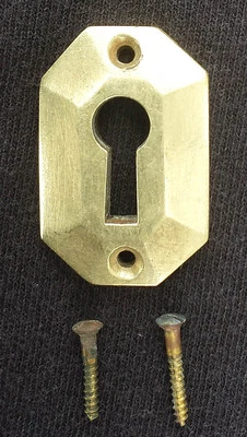 4 avail 1"x1.5" Clean Antique Vintage Solid Cast Brass Door Key Hole Cover Plate - Image 1 of 3
