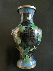 Beautiful Unique Plum Blossom With Butterfly Chinese Brass Cloisone Vase #2 - Picture 1 of 3