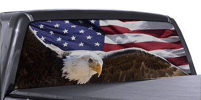 FGD Truck Rear Window Wrap Soaring Eagle American Flag Perforated Decal  - Image 1 of 3