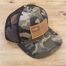 Hunting Camouflage Camo Hat Cap Snap Mesh Back Adjustable Fish Bass Flag Patch