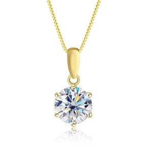 0.5-10ct D VVS1 Moissanite Pendant Necklace Women Gift 925 Sterling Silver W/GRA - Picture 1 of 16