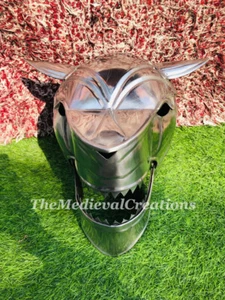 Wolfskopf Helm 18 Gauge Stahl Mittelalter toller Wolfshelm Halloween Kostüm - Bild 1 von 9