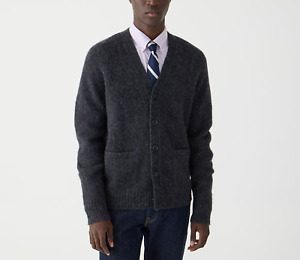 $158 NWT J. CREW Charcoal Heather Slate XL Brushed wool V-neck cardigan sweater
