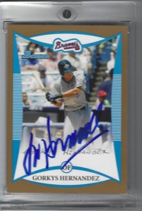 Gorkys Hernandez Signed 2008 Bowman #BDPP99 Atlanta Braves ON CARD AUTO!!!!