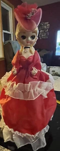 Vintage Big Eyed Doll Bradley Southern Belle Beauty Stockinette Doll / Red Dress - Picture 1 of 6