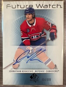 JOHNATHAN KOVACEVIC 2022-23 SP AUTHENTIC HOCKEY FUTURE WATCH AUTO /699 #RFWA-JK
