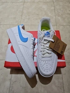 NIKE Womens White/Blue Court Vision Low Next Nature Trainers UK 5.5 BRAND NEW - Picture 1 of 5