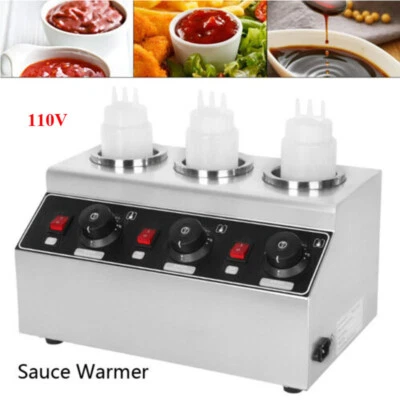 Commercial Electric Sauce Warmer Jam Cheese Heat Melter Machine 3 Bottles 110V - Image 1 of 4