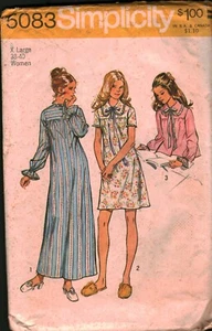 5083 Vintage Simplicity SEWING Pattern Misses 1970s Nightgown Bedjacket 2 Length - Picture 1 of 2