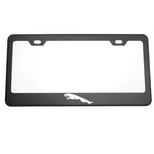 For Jaguar License Plate Frame Matte Black W/ Chrome Logo Engraved Cap Stainless - Bild 1 von 12