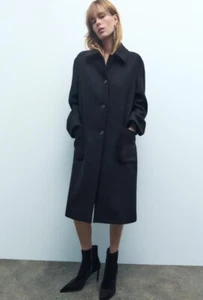 NWT ZARA Woman Manteco Wool Straight Cut Coat ZW Collection 8934/745 Size XS - Picture 1 of 6