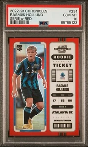 2022-23 Panini Chronicles Rasmus Hojlund Optic Rookie Ticket Red /99 PSA 10 RC  - Picture 1 of 3