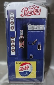 PEPSI COLA: Embossed Metal Sign Vintage of Old Pop Machine SEALED 18" X 8.5" - Picture 1 of 3
