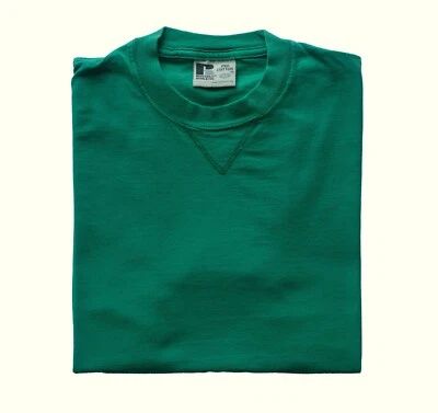 RUSSELL ATHLETIC MADE IN USA VTG BLANK GREEN T SHIRT 100% COTTON MENs SZ M - Image 1 of 4
