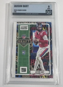 Jaxson Dart NY 2025 NFL Score Draft #18 RC Golden Grading GEM Mint 9 - Picture 1 of 5