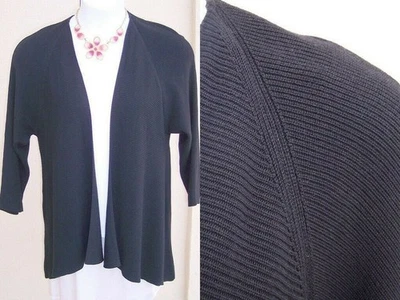 Chico's Cascade Cárdigan Negro Suéter Talla 2 M L 12 14 OTOÑO Topper Punto Acanalado Foto 1 de 4