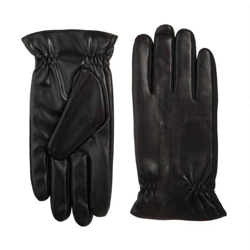 Guante Isotoner con pantalla táctil de cuero sintético aislado para hombre con muñeca reunida negro Foto 1 de 1