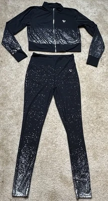 Chaqueta y pantalones cortos True Religion negros ombre brillo para mujer XL/M Foto 1 de 4