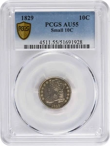 1829 Bust Silver Dime Small 10C AU55 PCGS - Picture 1 of 4