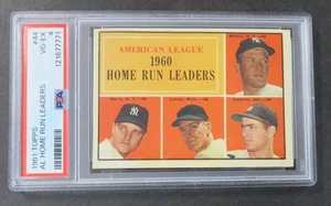 1961 Topps Home Run Leaders Mickey Mantle Roger Maris #44 PSA 4 FRESH CLEAN SLAB - Picture 1 of 3