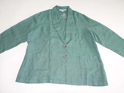 Coldwater Creek женщин 2 кнопки Blazer куртка размер 2 X новый без ЯРЛЫКОВ зеленый 100% лен - Изображение 1 из 4