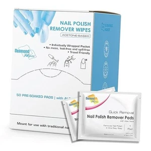 Nail Polish Remover Wipes with Aloe Vera, Acetone Nail Polish Remover Pads, - Picture 1 of 7