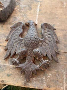 Rare 1900s Federal style Phoenix Eagle Cast Iron Emblem Sign USA Military - Picture 1 of 7