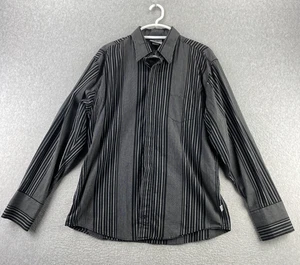 Fender XL Mens Button Up Shirt Black White Striped Skull Graphic Rock Cotton - Picture 1 of 15