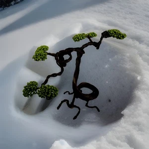 Green Bronze Wire Bonsai With Pearls, Tree Of Life Abstract & Tree Art With Wire - Picture 1 of 9