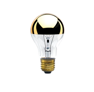 Bulbrite Light Bulb Half Gold A19 Mirrored Top Bulb 60W 120V 1500 Life Hours - Image 1 of 3