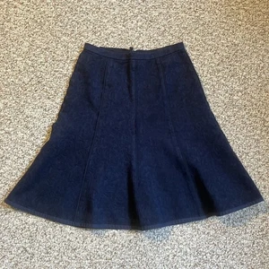 NWT J Crew Sz 00 $118 Navy Blue Seamed Matelasse Skirt Flare A-Line Style A6143 - Picture 1 of 9