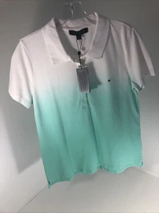 Polo donna Tommy Hilfiger bianca e ombretto acqua manica corta nuova con etichetta - Foto 1 di 5