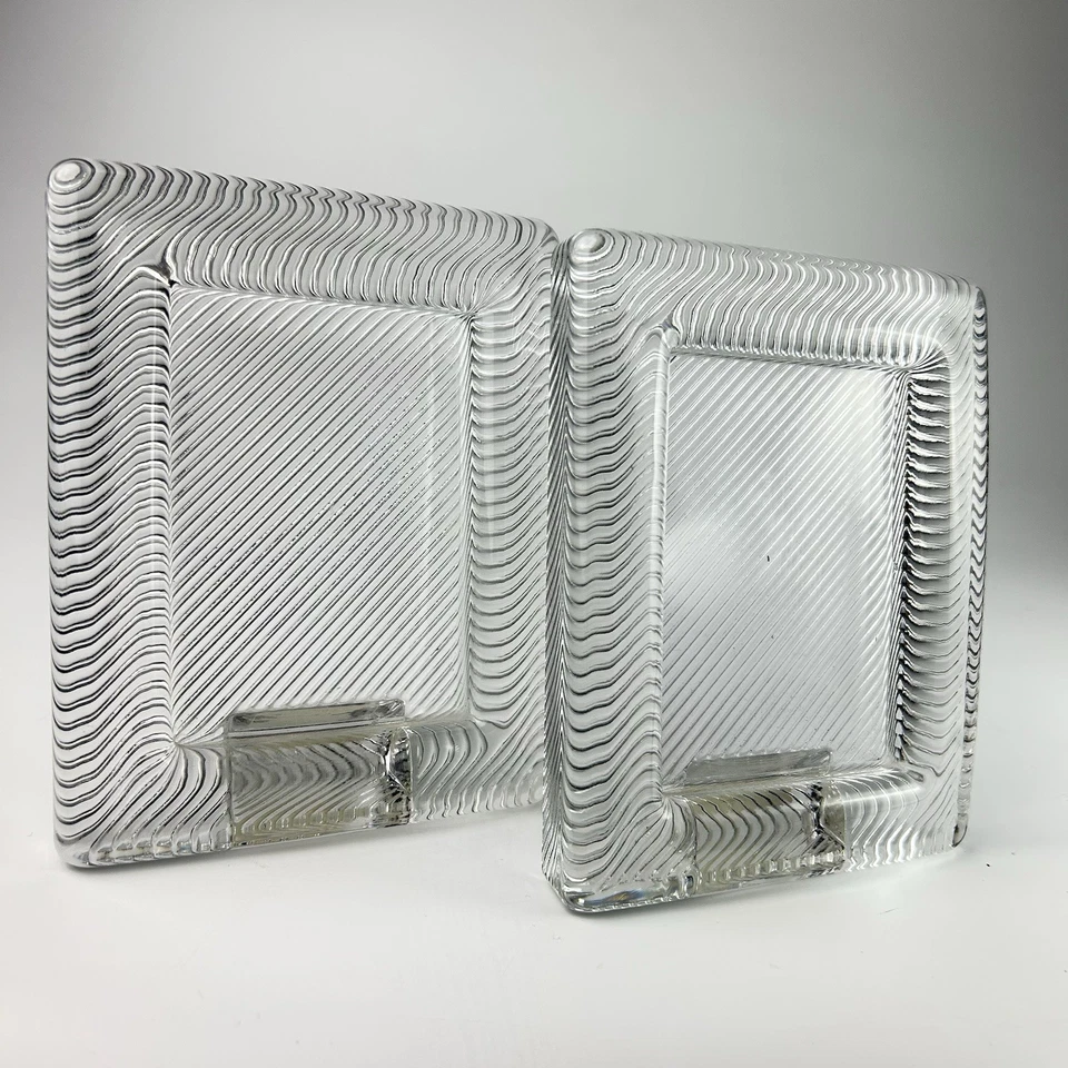 Vintage MIKASA Art Deco Picture Frame Clear Heavy Glass Crystal Ribbed 4 X 2 3/4 - Image 1 of 4