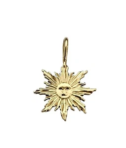 14K Yellow Gold Sun, Moon Face Pendant - Picture 1 of 10