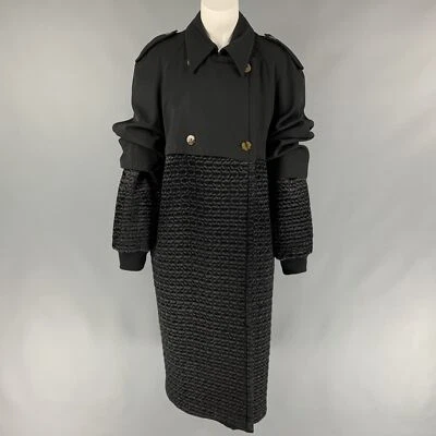 Abrigo Vintage Años 80 JEAN PAUL GAULTIER Pour GIBO Negro Acolchado Doble Pecho Foto 1 de 4