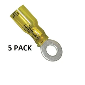 PAQUETE DE 5 ANILLOS AISLADOS RETRÁCTILES TÉRMICOS 1/4" TÉRMINO NAILON AMARILLO 10-12GA #191640066-5 PIEZAS - Imagen 1 de 2