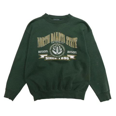 Vintage NDSU Bison Crest Sweatshirt Crewneck Size Large Green 90s NCAA Cover