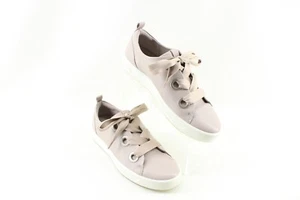 ECCO Womens Soft 8 3 Eyelet Low Top Lace Up Sneakers Grey Rose Size 41 EU 10 US - Picture 1 of 7