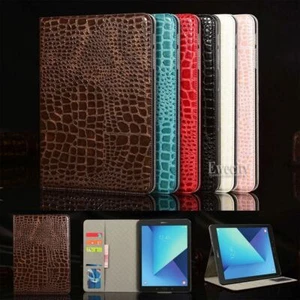 Folio Crocodile PU Leather Smart Magnetic Case Cover For Samsung Galaxy Tab - Picture 1 of 22