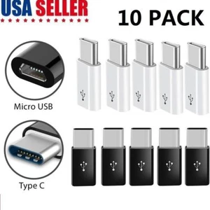 10 Pack Micro USB to Type C Adapter Converter Micro-B to USB-C Connector 10x - Picture 1 of 13